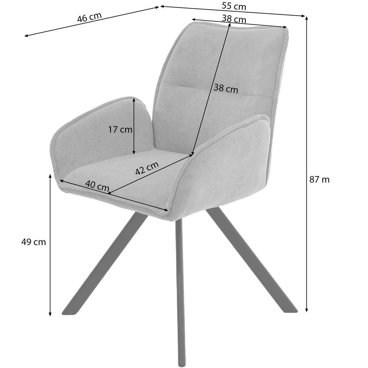 DREHSTUHL Zerra im Geflechtstoff mit Metallbeinen, Beige - Beige/Schwarz, Metall (55/87/46cm) - Beautysofa