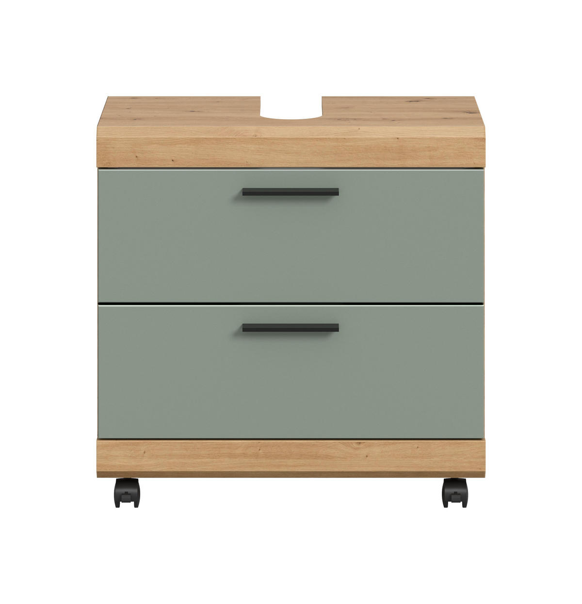 WASCHBECKENUNTERSCHRANK auf Rollen SCOUT (B/H/T: ca. 60/60/34 cm) in Artisan Eiche Nachbildung/Salbei - Eiche Artisan, Holzwerkstoff (60/60/34cm)