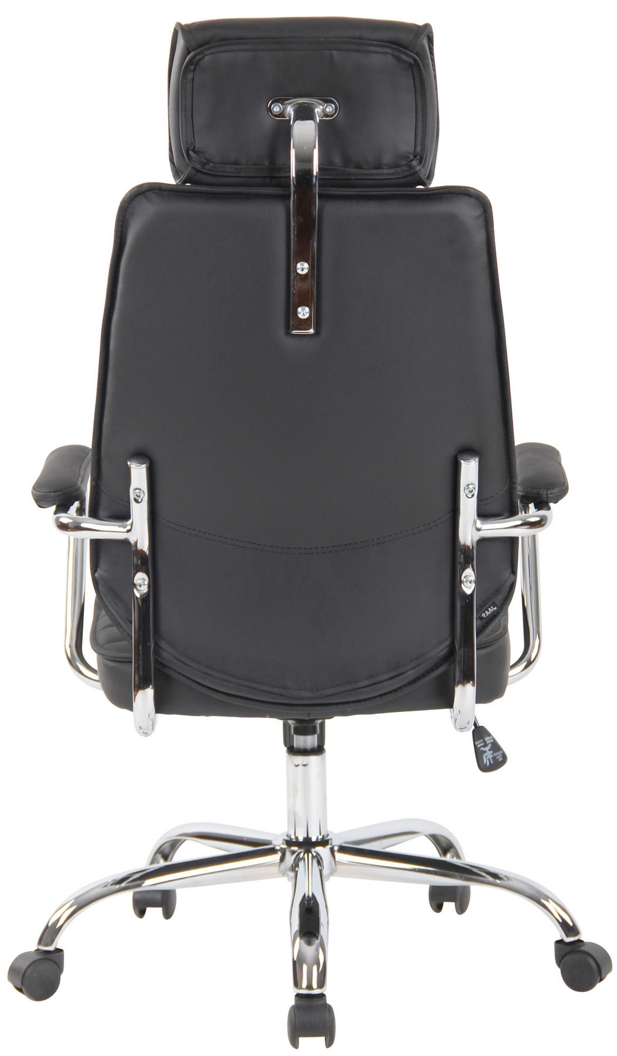 CHEFSESSEL Echtleder Schwarz - Chromfarben/Schwarz, Leder/Metall (59/117/57cm) - CLP