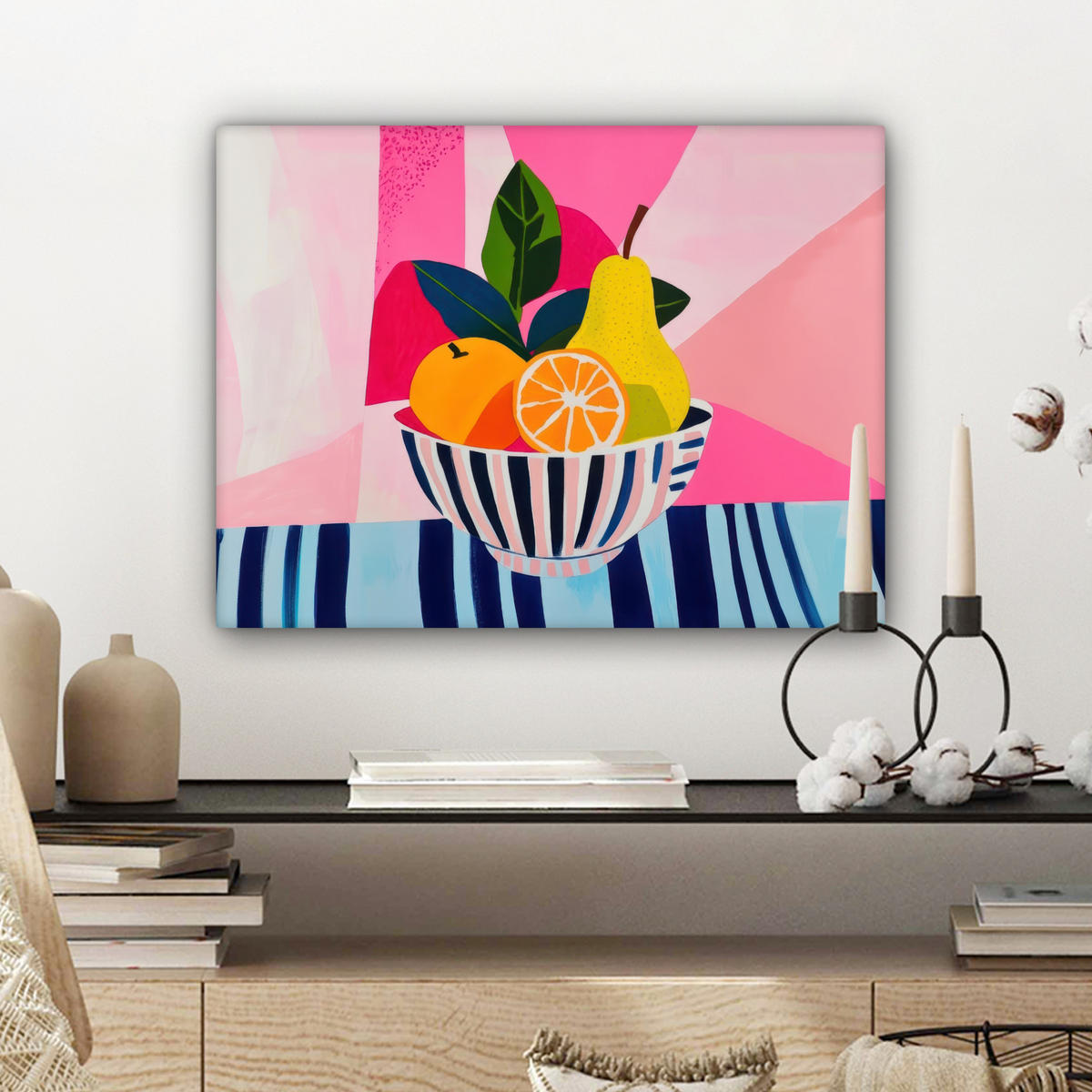 LEINWANDBILD Obst - Abstrakter Hintergrund - Rosa Wandbild 40x30 cm - Pink, Textil (40/30cm) - MuchoWow