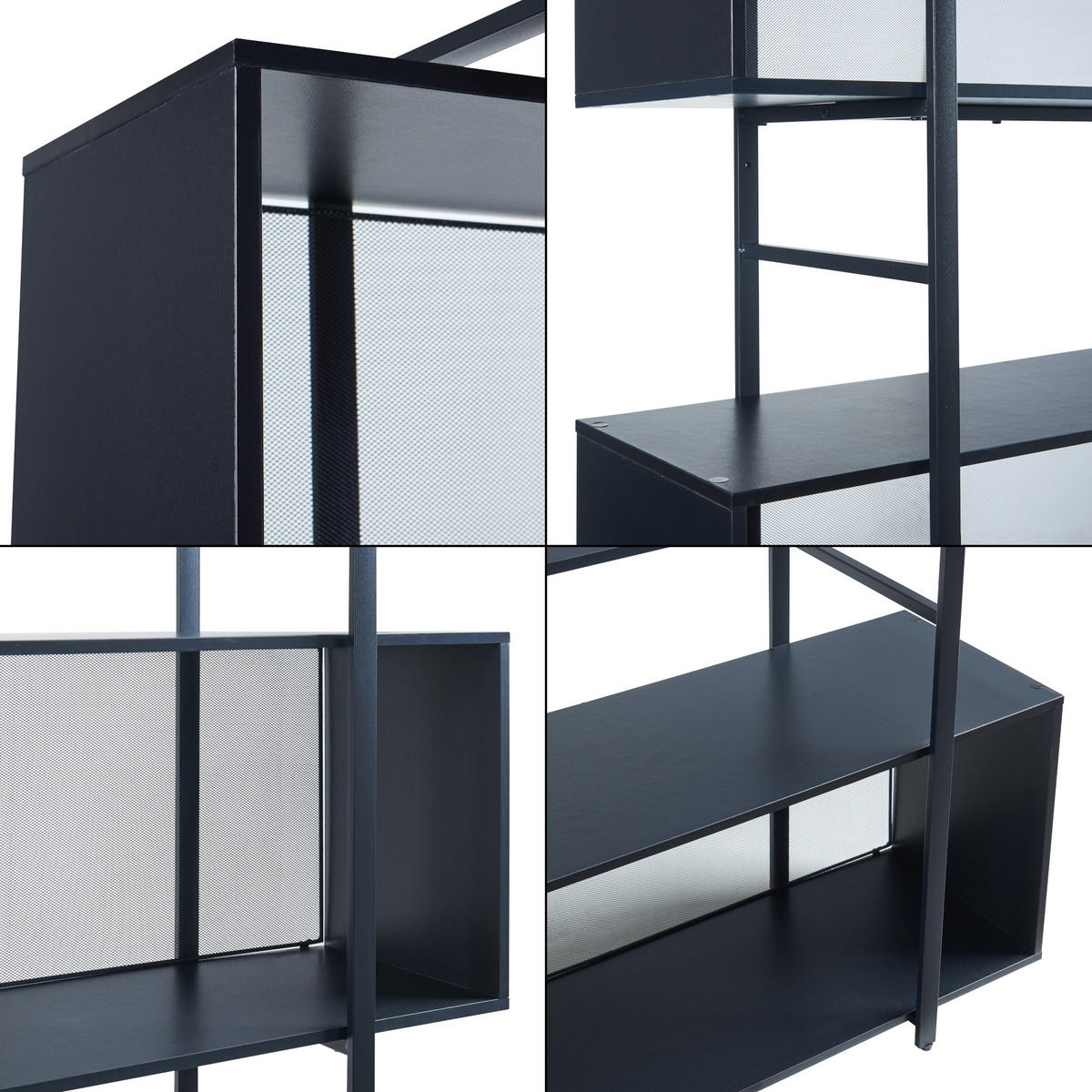 STANDREGAL Randaberg - Schwarz, Holzwerkstoff/Metall (180/180/33cm) - [en.casa]