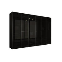 KLEIDERSCHRANK, Graphitschwarz / Antisol Glas, 300 x 200 x 51 cm - Graphitfarben/Schwarz, Holzwerkstoff (300/200/51cm) - 3XE LIVING