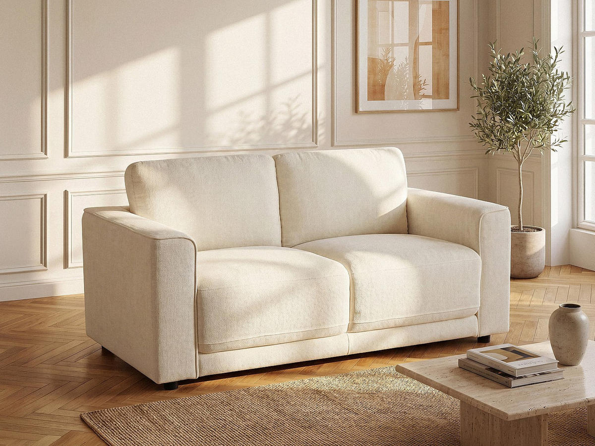 SOFA - 2 Personen - stoff - gebrochenes weiß Netuso - Weiß, Textil (166/82/89cm) - Vente-Unique