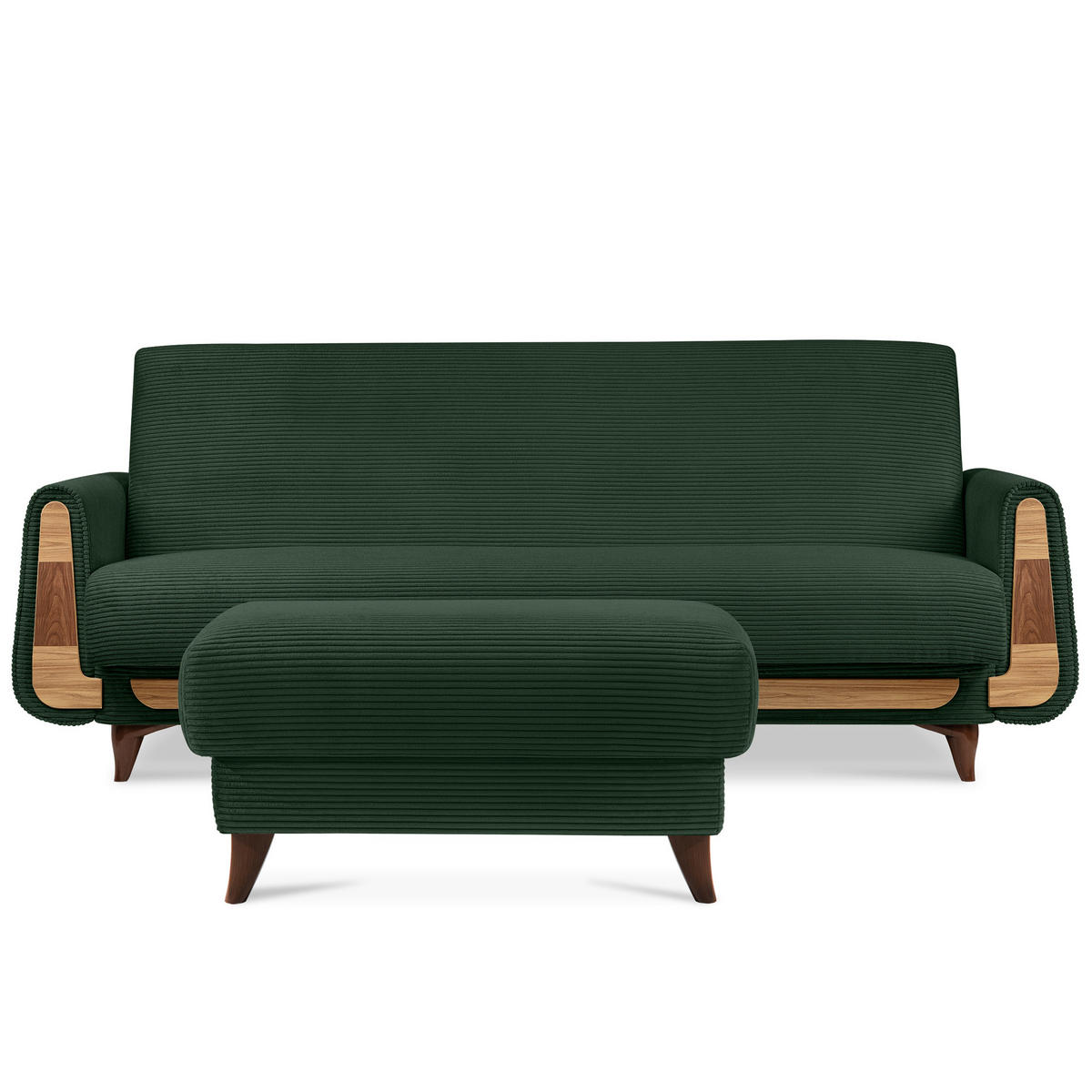 HOCKER GUSTAVO II, Dunkelgrün - Dunkelgrün/Braun, Holz/Holzwerkstoff (92/49/92cm) - KONSIMO®