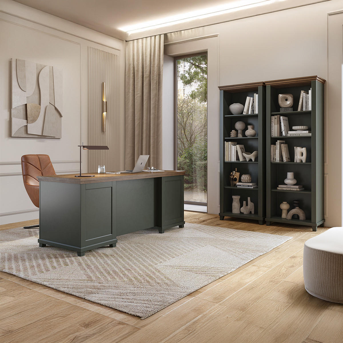 SCHREIBTISCH Martin Grün und Holz - Grün, Holzwerkstoff (70/180/77cm) - Petits-meubles