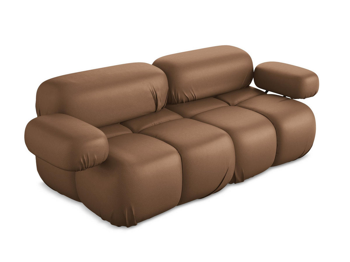 2-SITZER-SOFA Kunstleder Braun - Lila/Schwarz, Leder/Kunststoff (190/70/96cm) - Makamii