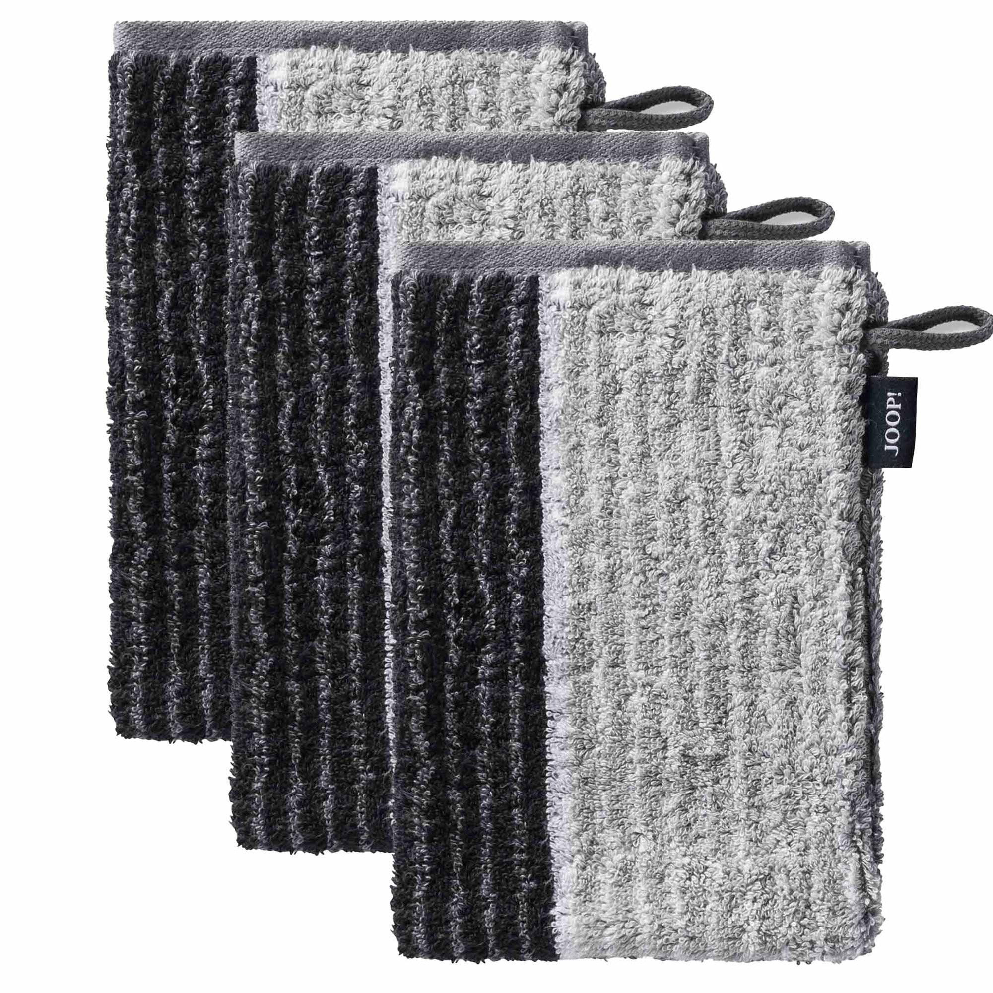 WASCHLAPPEN Unisex Signature Lines Grau 3er Pack Baumwolle - Schwarz, Textil (16/22cm) - Joop!