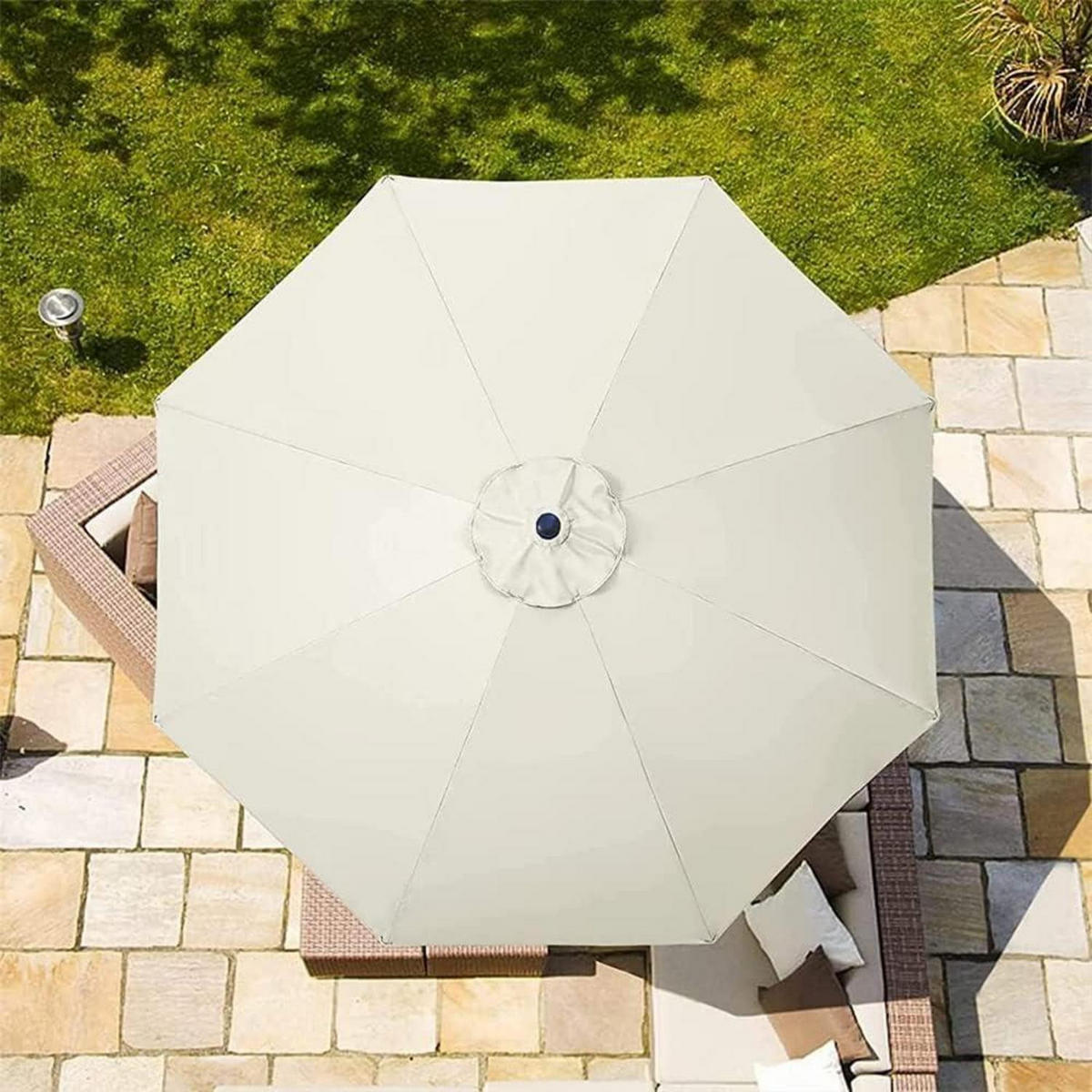 SONNENSCHIRM Ersatzbezug 300 cm Beige UV80+ Windfest - Weiß, Textil (300/300cm)