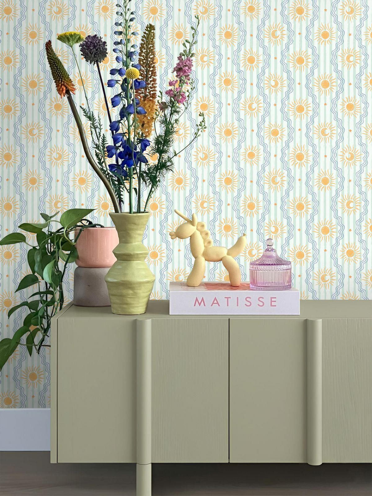 TAPETE Retro-Ornamente 50 x 900 cm - Grün, Papier (50/0.1cm) - ESTAhome