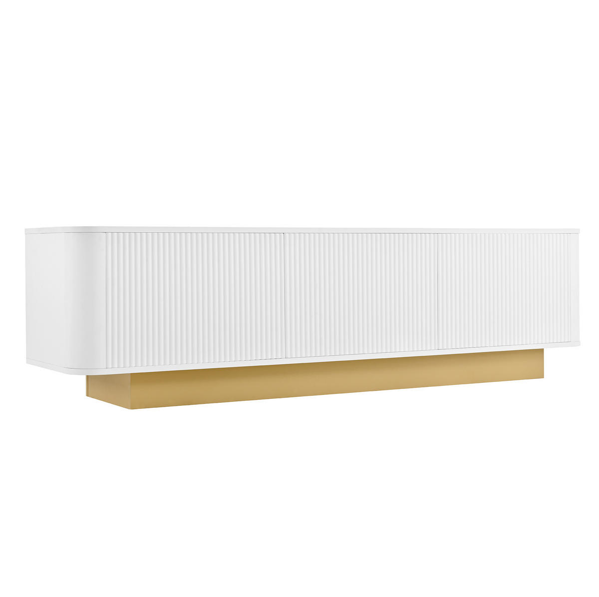 TV stolek 200/35/60 cm s LED osvětlením, vysoký lesk, skleněná plocha a úložný prostor, Černá a bílá - černá, kompozitní dřevo (200/60/35cm) - Redom