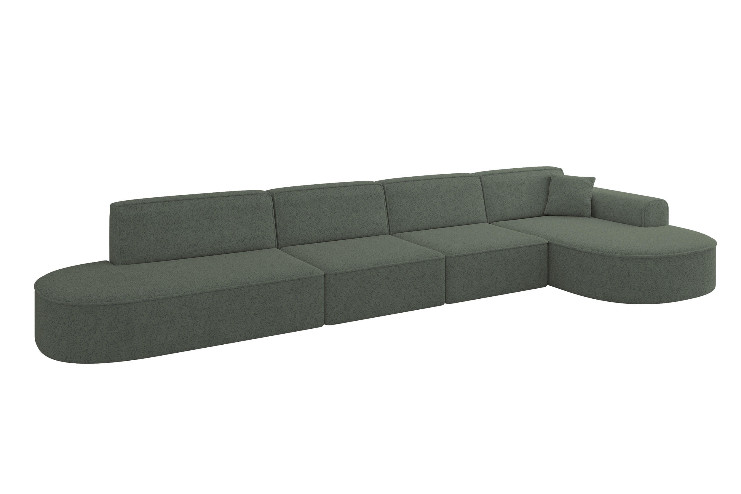 ECKSOFA Ottomane Rechts MARI-L3 - 413x171x79 cm Grün Tissu - Schwarz/Grün, Holzwerkstoff/Kunststoff (171/413cm) - ALTDECOR