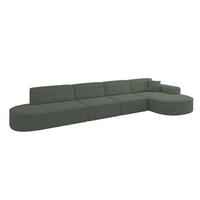 ECKSOFA Ottomane Rechts MARI-L3 - 413x171x79 cm Grün Tissu - Schwarz/Grün, Holzwerkstoff/Kunststoff (171/413cm) - ALTDECOR