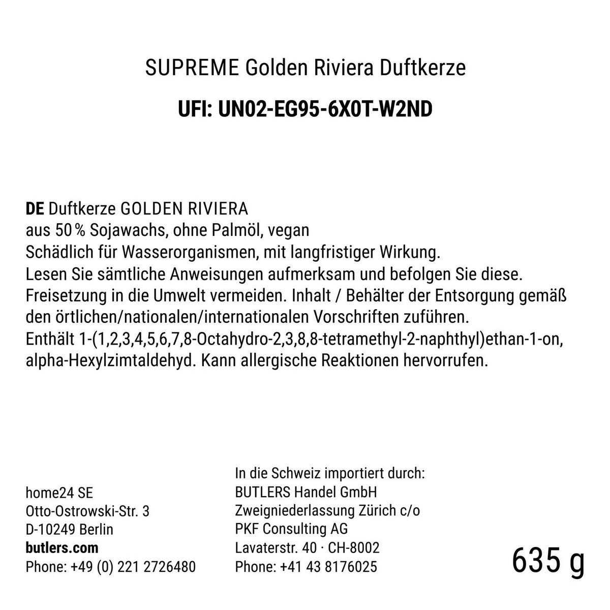 DUFTKERZE Supreme Golden Riviera - Beige, Glas (8cm) - Butlers