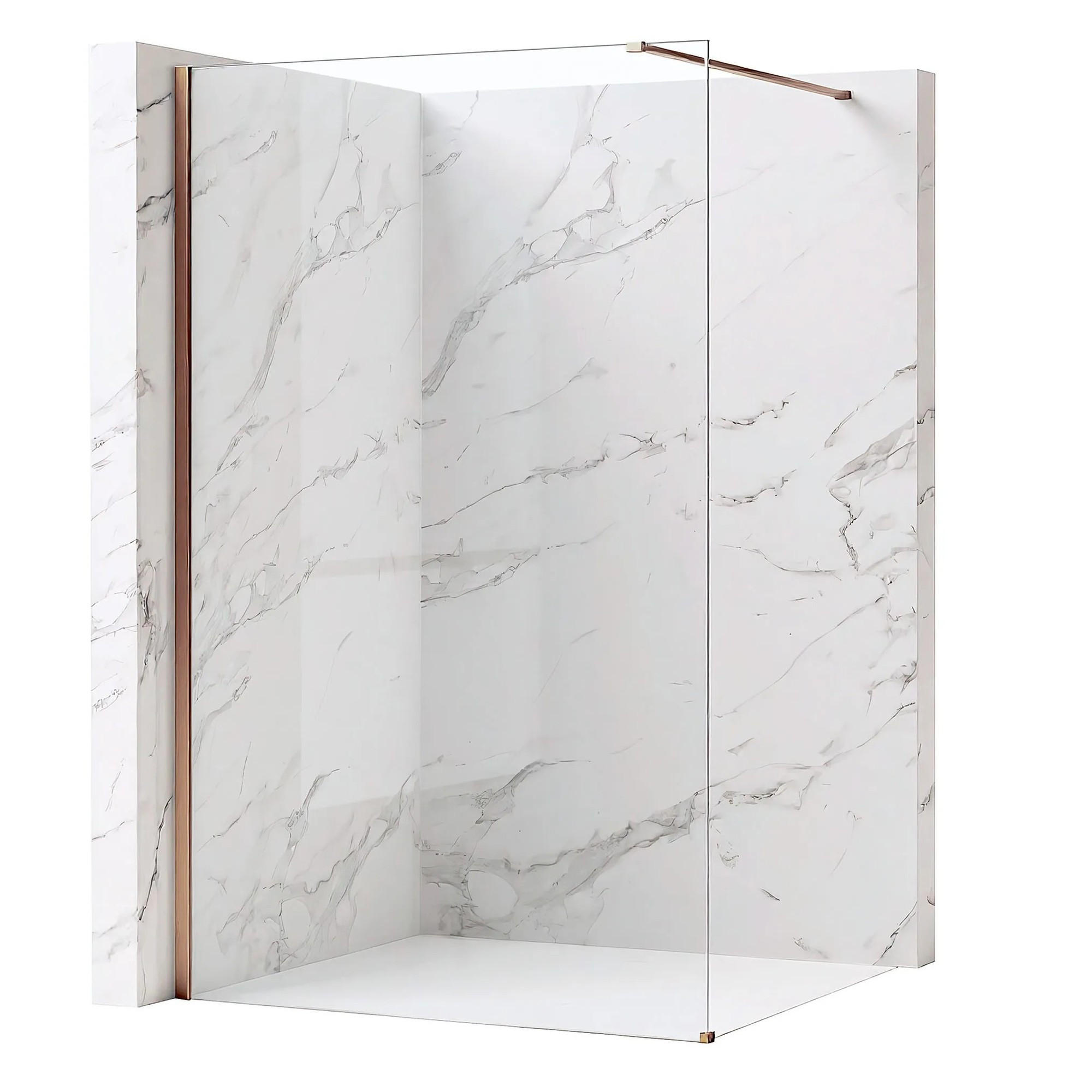 DUSCHWAND Rea Flexi Transparent / Brush Copper 80 - Kupferfarben, Glas (120/80/195cm) - REA