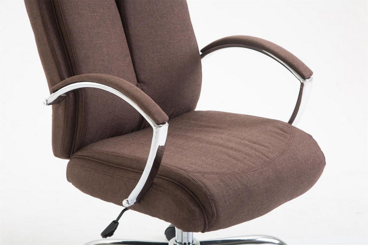 CHEFSESSEL Stoff Braun - Chromfarben/Braun, Textil/Metall (65/115/73cm) - CLP