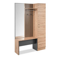 GARDEROBE Eiche Artisan, grau 122 cm, Kompaktgarderobe mit Spiegel - Anthrazit/Schwarz, Holzwerkstoff/Kunststoff (122/190/37cm) - Furn.Design