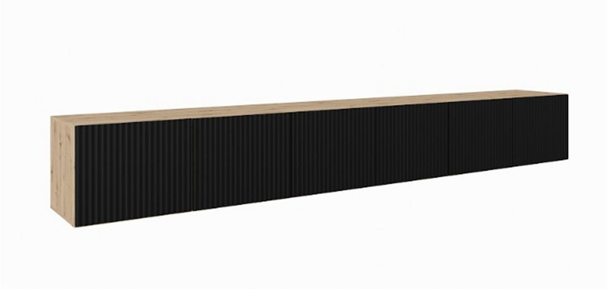 LOWBOARD VAREN 300/41/40 cm, Hängender TV-Schrank Eiche Artisan - Schwarz/Eiche Artisan, Holzwerkstoff (300/41/40cm) - MASSENO