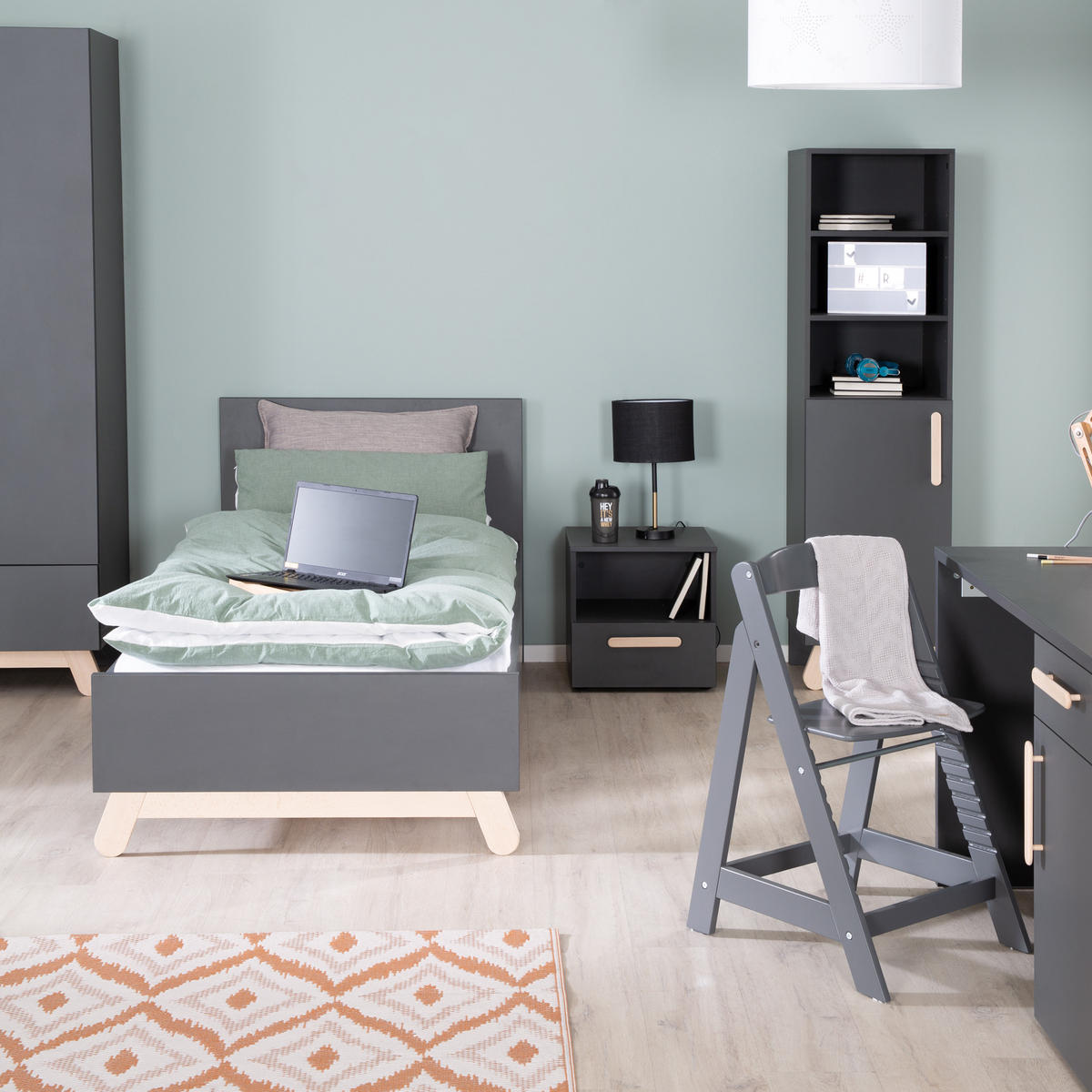 JUGENDBETT Jara 90x200 cm - Anthrazit, Holzwerkstoff (90/200cm) - Roba