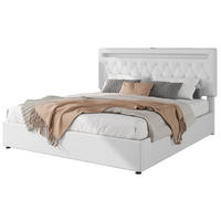 POLSTERBETT 180/200 cm mit Bettkasten, USB und LED-Beleuchtung in Weiß - Weiß, Textil (180/200cm) - BEAOK