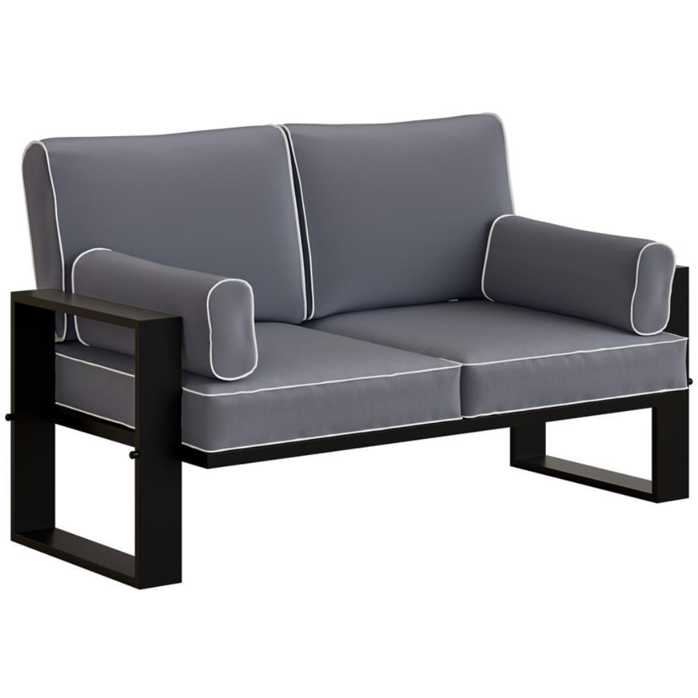 LOUNGESOFA 2-Sitzer Verdino mit Metallrahmen 150 cm dunkelgrau - Dunkelgrau, Metall (150/90/87cm) - Beautysofa