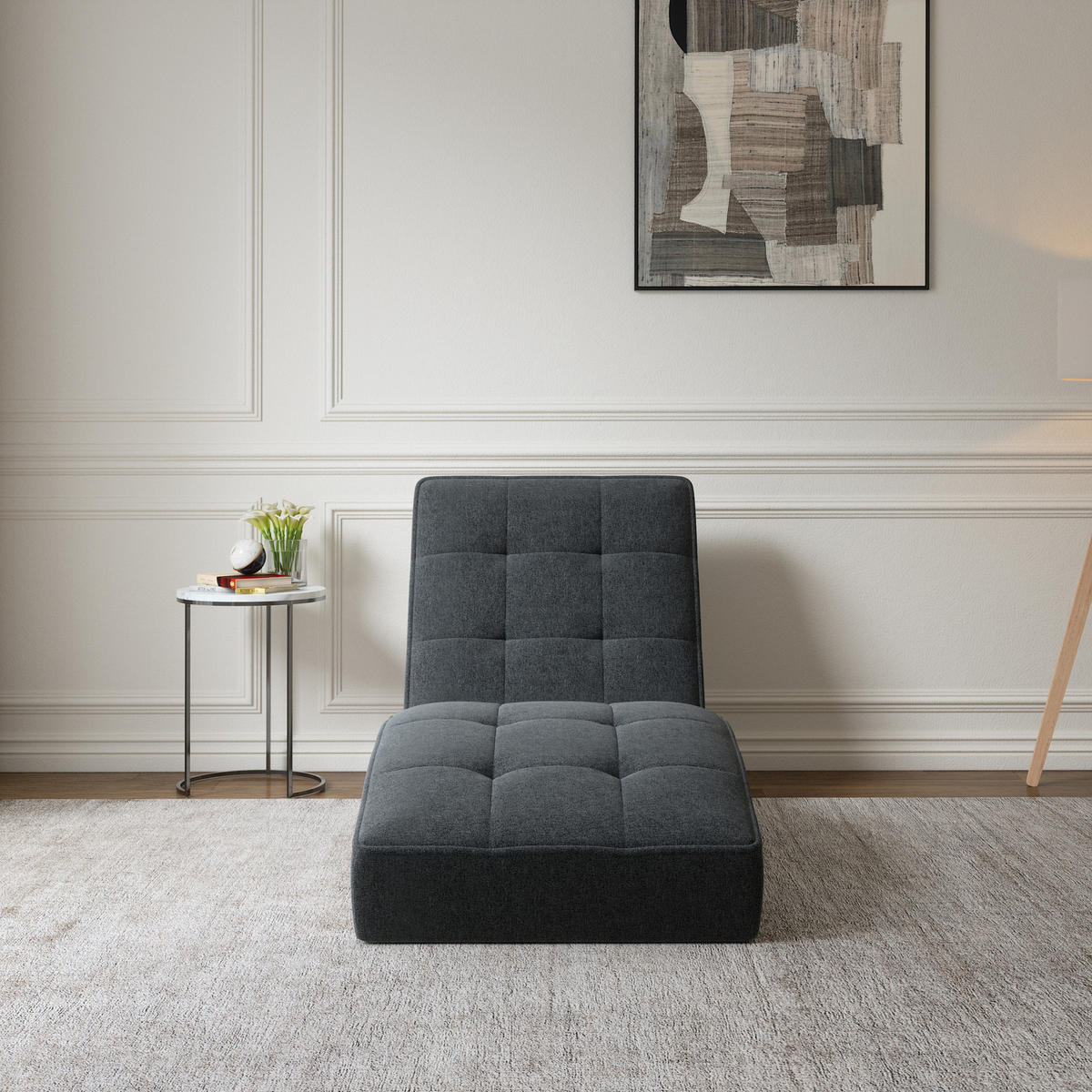 CHAISELONGUE - Livano - Dunkelgrau (Twist 20) - Dunkelgrau, Holzwerkstoff (73/79/170cm) - Möblo