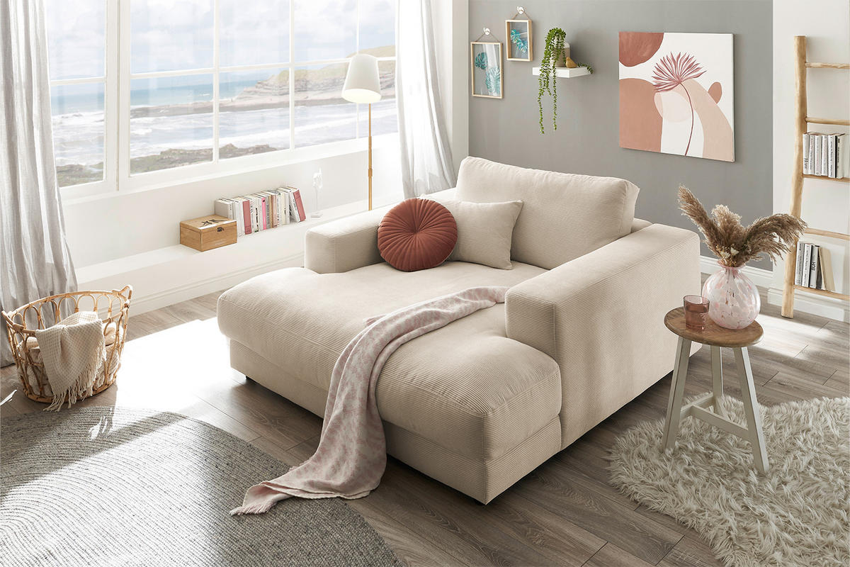 LONGSEAT MADELINE Beige Cord - Beige/Schwarz, Kunststoff/Textil (150/86/170cm) - KAWOLA