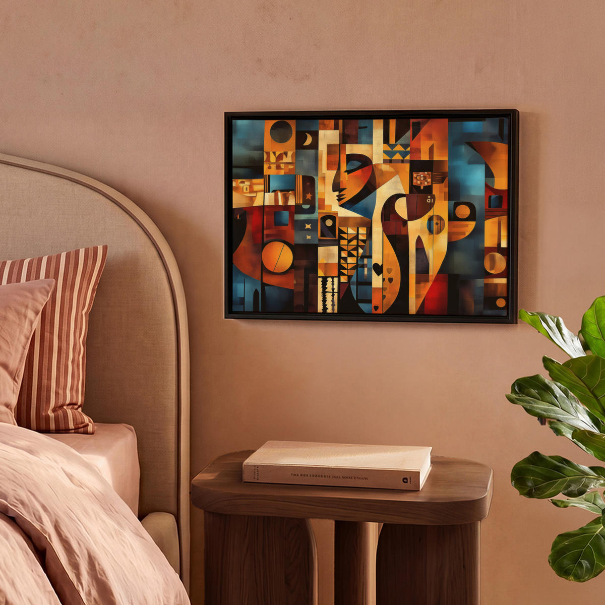 LEINWAND Bilder mit Rahmen - Figuren - Abstrakt - Symbole - 40x30 - Terracotta, Textil (40/30cm) - MuchoWow