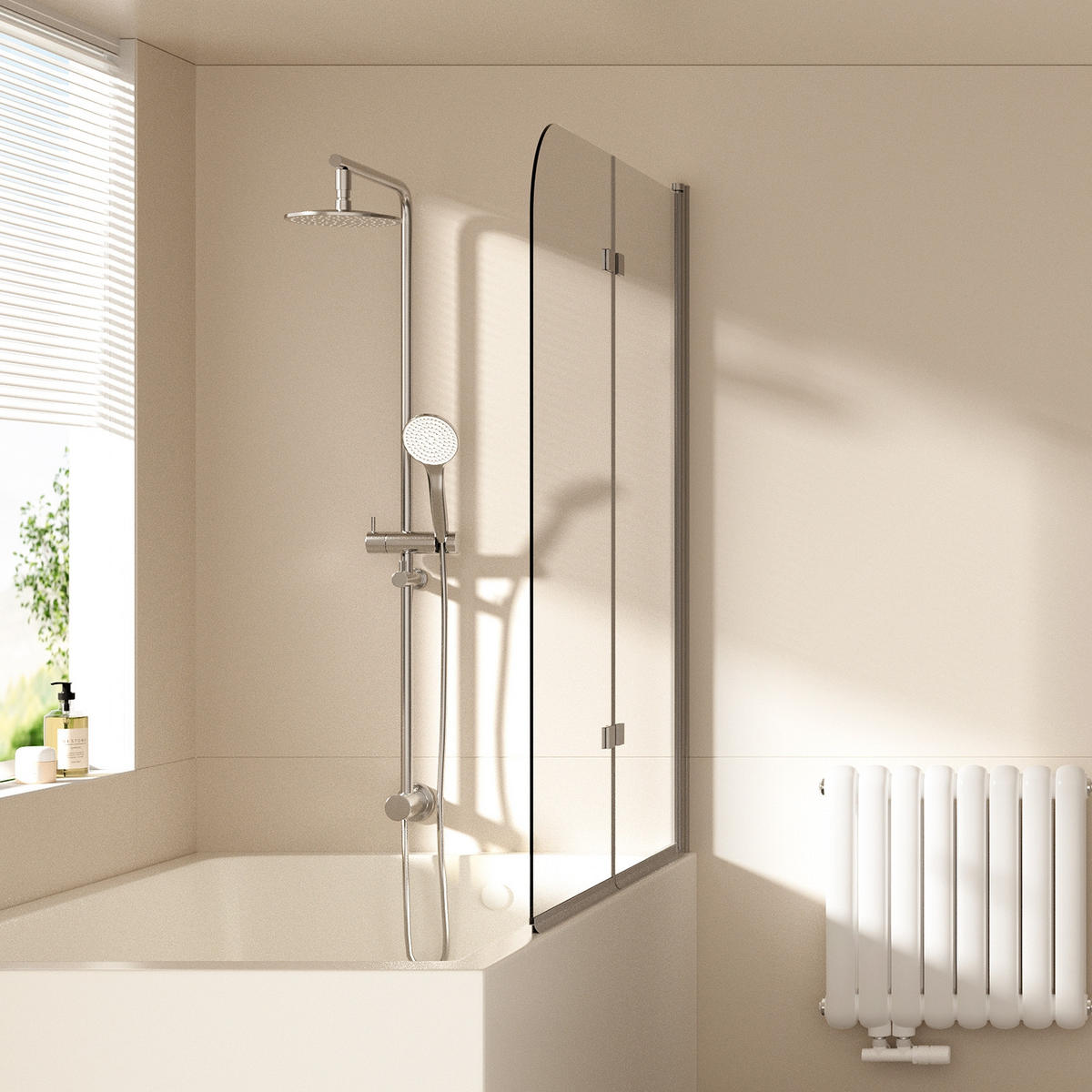 SPRCHOVÁ ZÁSTĚNA pro vanu s otočnou funkcí 120/140 cm - průhledná, sklo (120/140cm) - EMKE