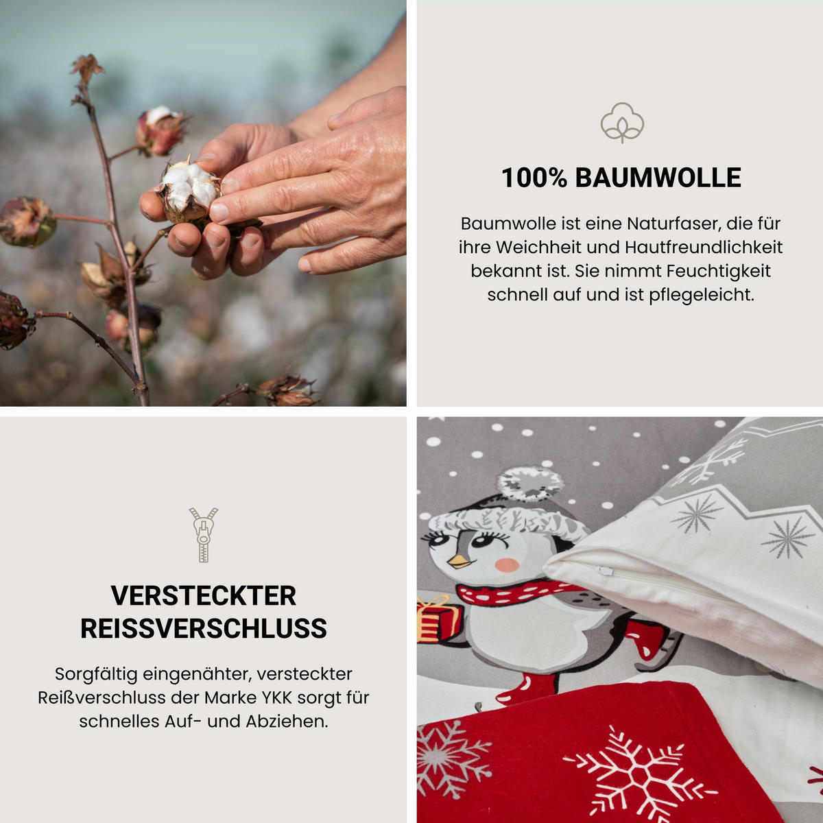 BETTWÄSCHESET Telso - Feinbiber - 2-teilig - 155 x 220 cm - Grau - Grau, Textil (155/220cm) - SCHIESSER