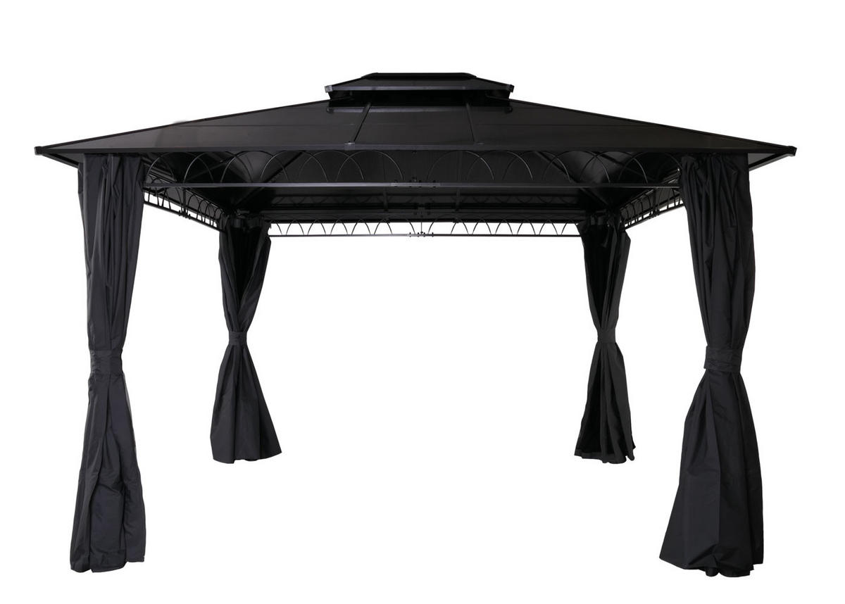 PERGOLA Hardtop 290x360x300cm Seitenwand/Moskitonetz Grau - Grau, Metall (360/290/300cm) - BERLINLODGE