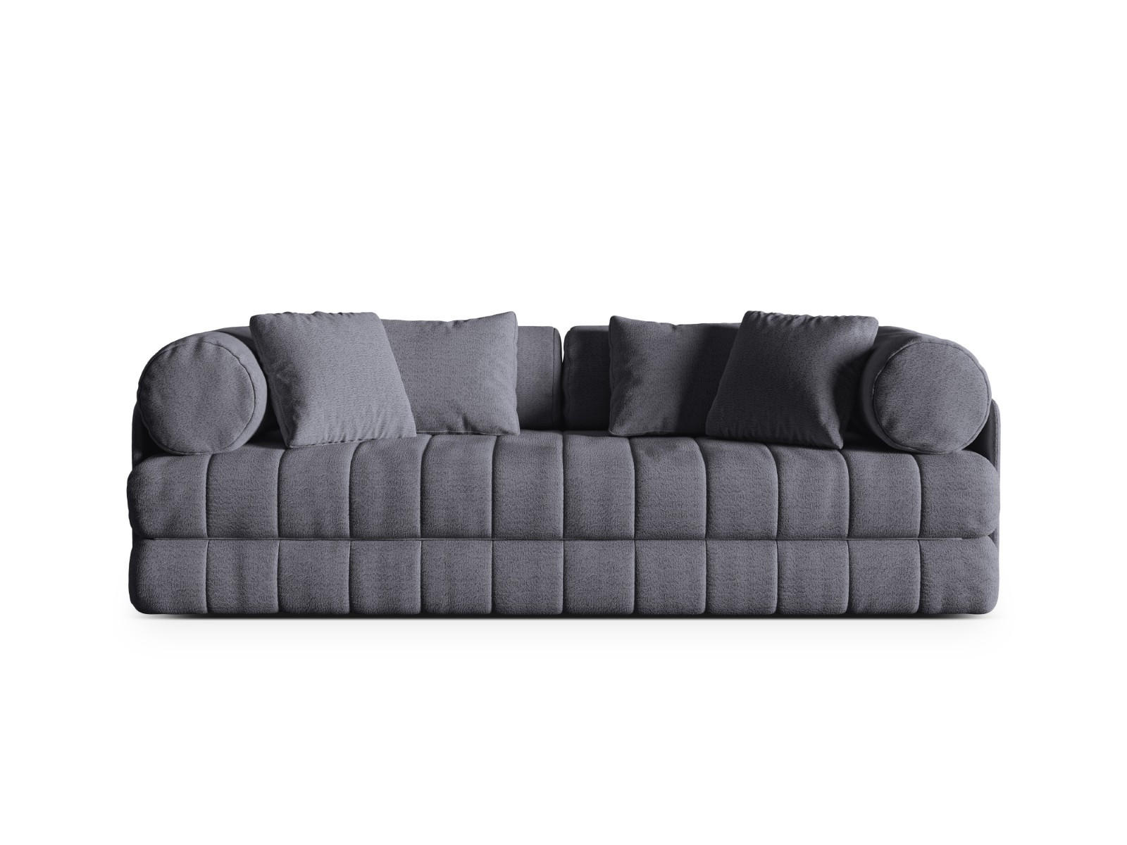 AUSKLAPPBARES-SOFA Kemi aus Boucle graphit 3 Sitzplätze - Graphitfarben, Textil (95/70/206cm) - Cosmopolitan Design