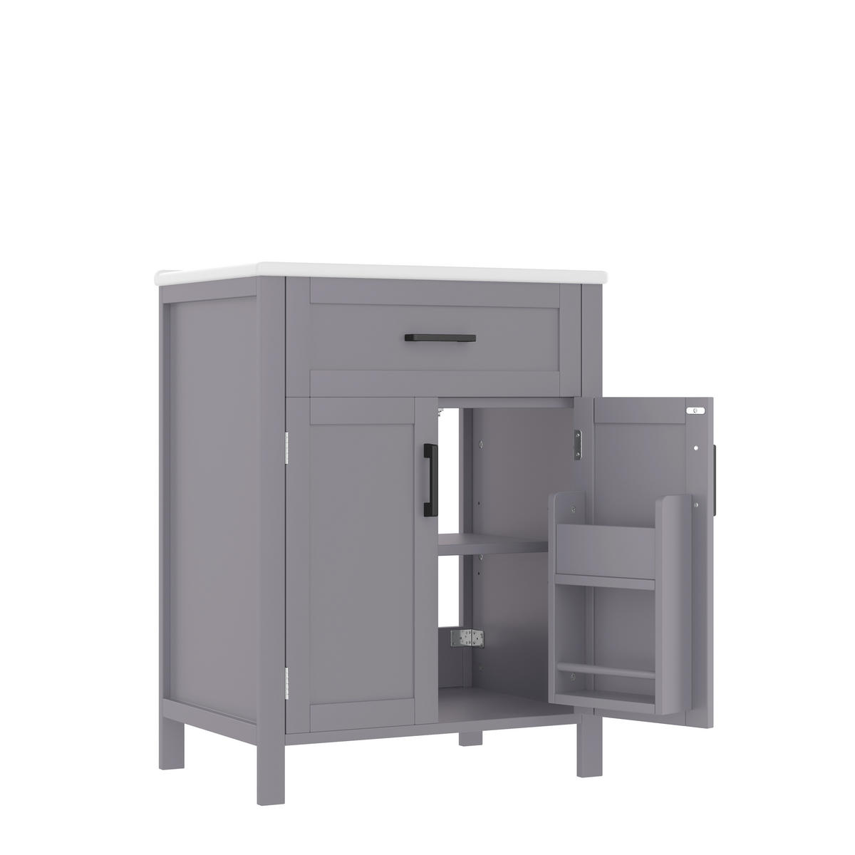 BADEZIMMERSCHRANK Grau 60/46/84,8 cm - Grau, Holz (60/84.8/46cm) - PANGIVO