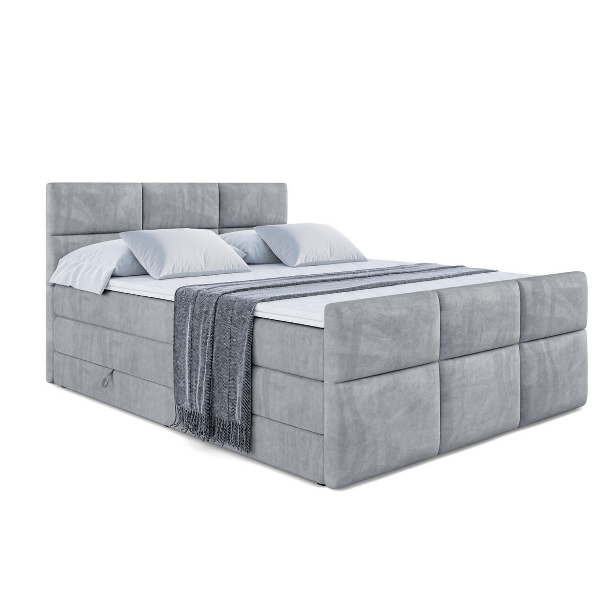 BOXSPRINGBETT OHIO-Z KING - 140x200 - H3/H4 - Grau - Grau, Holzwerkstoff (140/200cm) - ALTDECOR