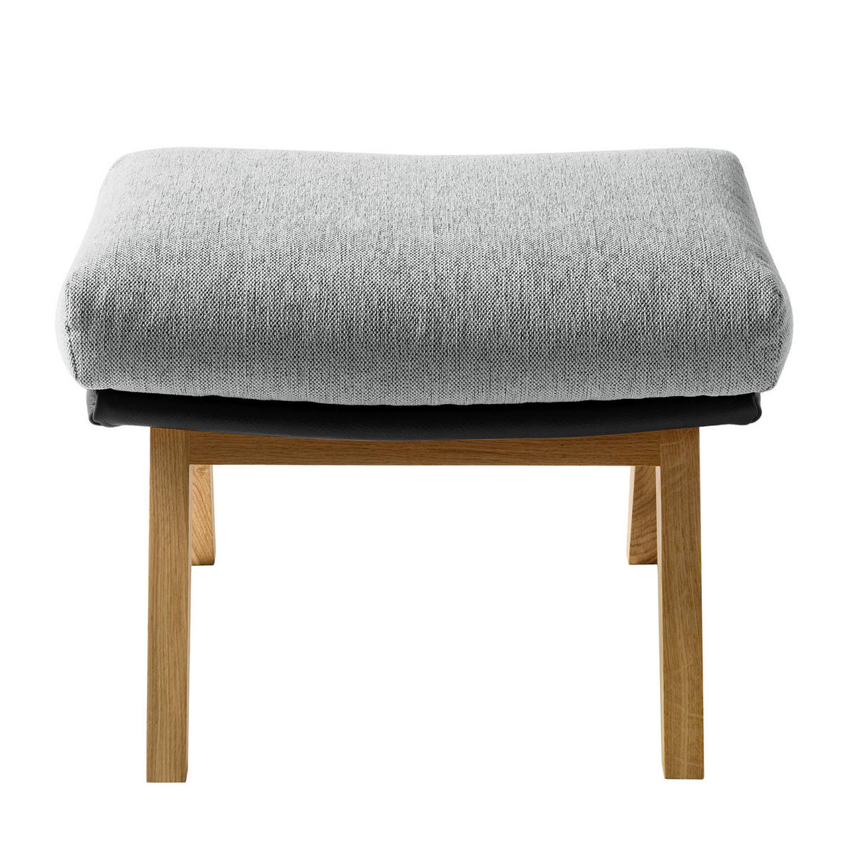 HOCKER mit Holzfüßen - Eichefarben/Hellgrau, Eichenholz/Textil (54/41/41cm) - home24