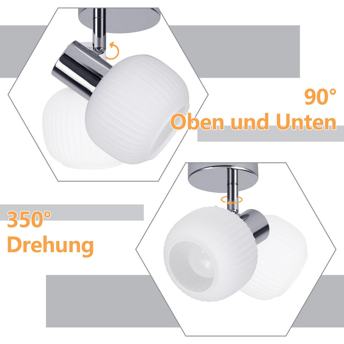 DECKENSTRAHLER Flammhart 10/13/12.5 cm - Weiß, Metall (12.5/10/13cm) - ZMH