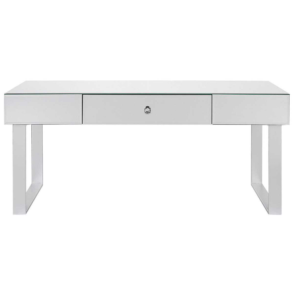 COUCHTISCH Silber mit Schublade verspiegelt Nesle - Silberfarben, Glas (47/110/46cm) - Beliani