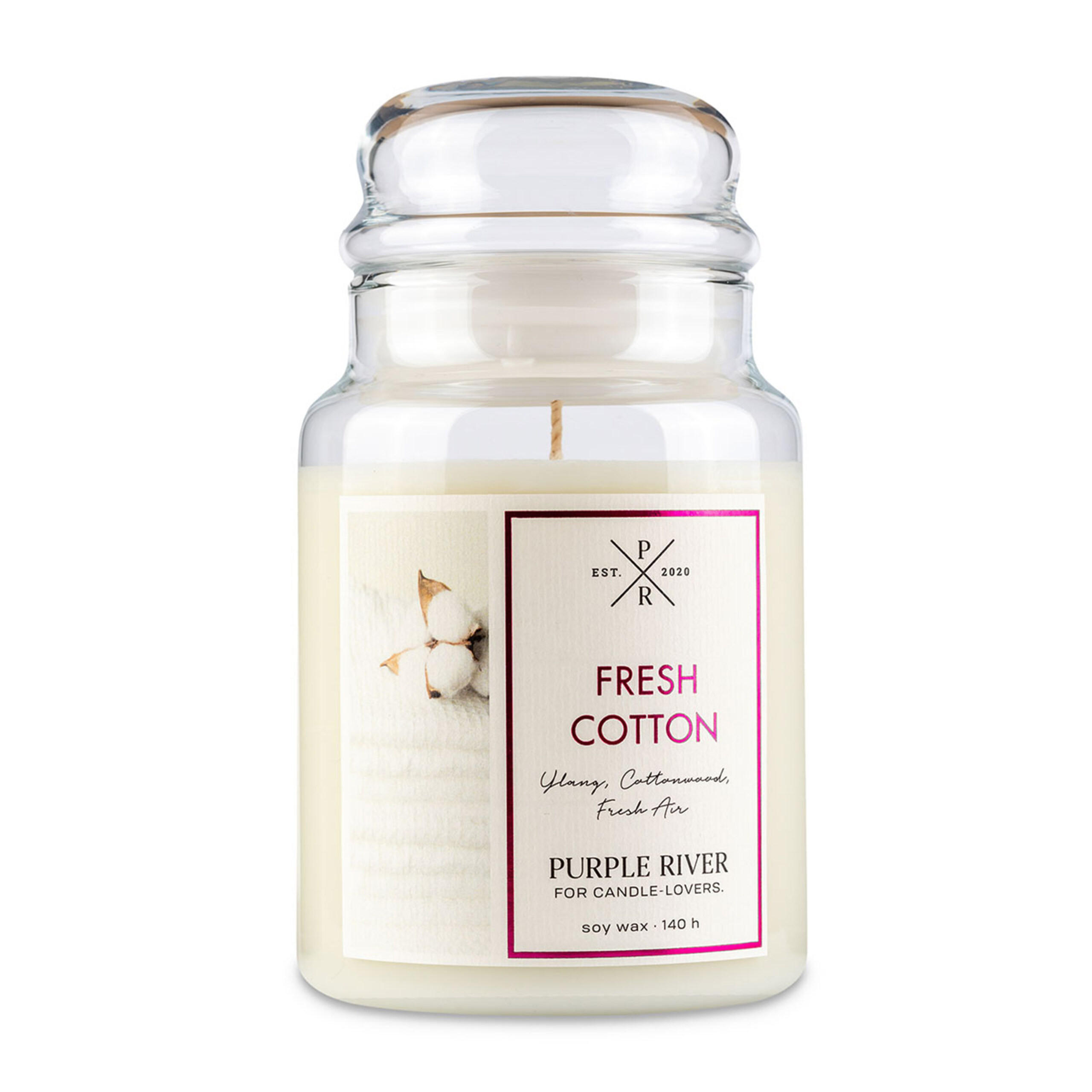 VONNÁ SVÍČKA Bílá Fresh Cotton sklo sójový vosk