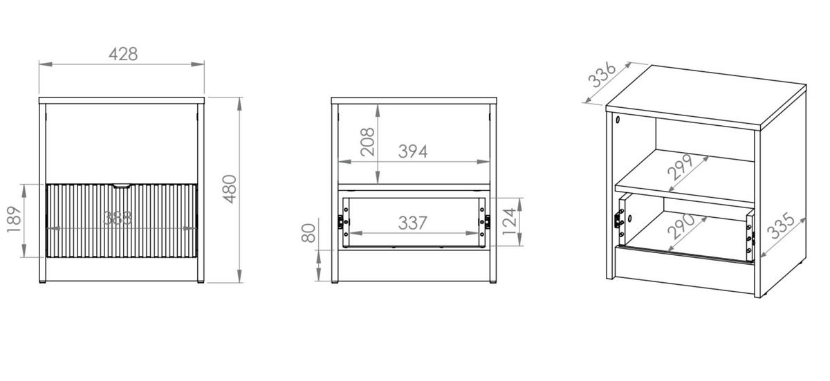 NACHTTISCH TORINO Weiß 43x34x48 cm - Weiß, Holzwerkstoff (43/48/34cm) - FURNLUX