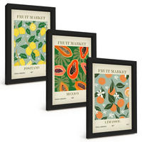 BILDER SET 3er Set - 20x30 cm Schwarzer Rahmen - Fruchtposter Zitronen Papayas - Schwarz, Kunststoff (20/30cm) - TULUP
