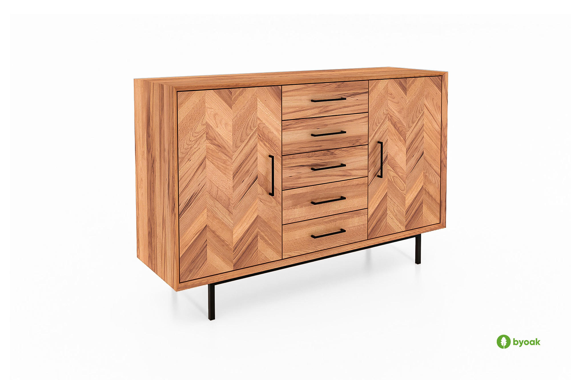 KOMMODE BREIT LEON Kernbuche - Kernbuche, Holz (144/95/45cm) - byoak