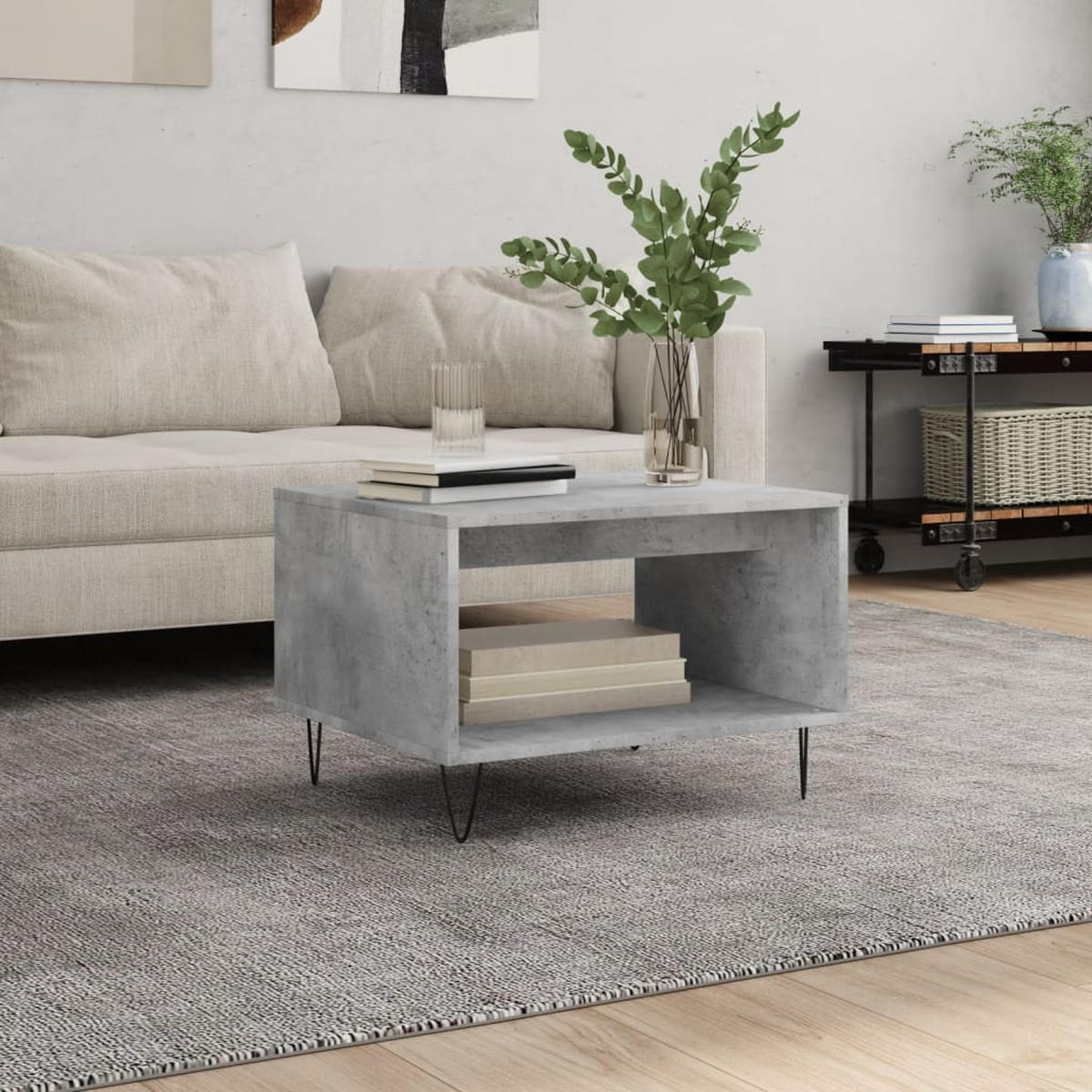 COUCHTISCH Betongrau 60x50x40 cm Holzwerkstoff - Grau, Holzwerkstoff (60/50/40cm) - furnicato