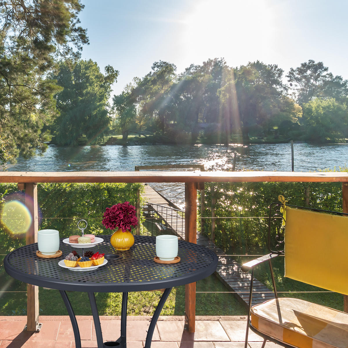 GARTENTISCH - Anthrazit, Metall (70/70/72cm) - Relaxdays