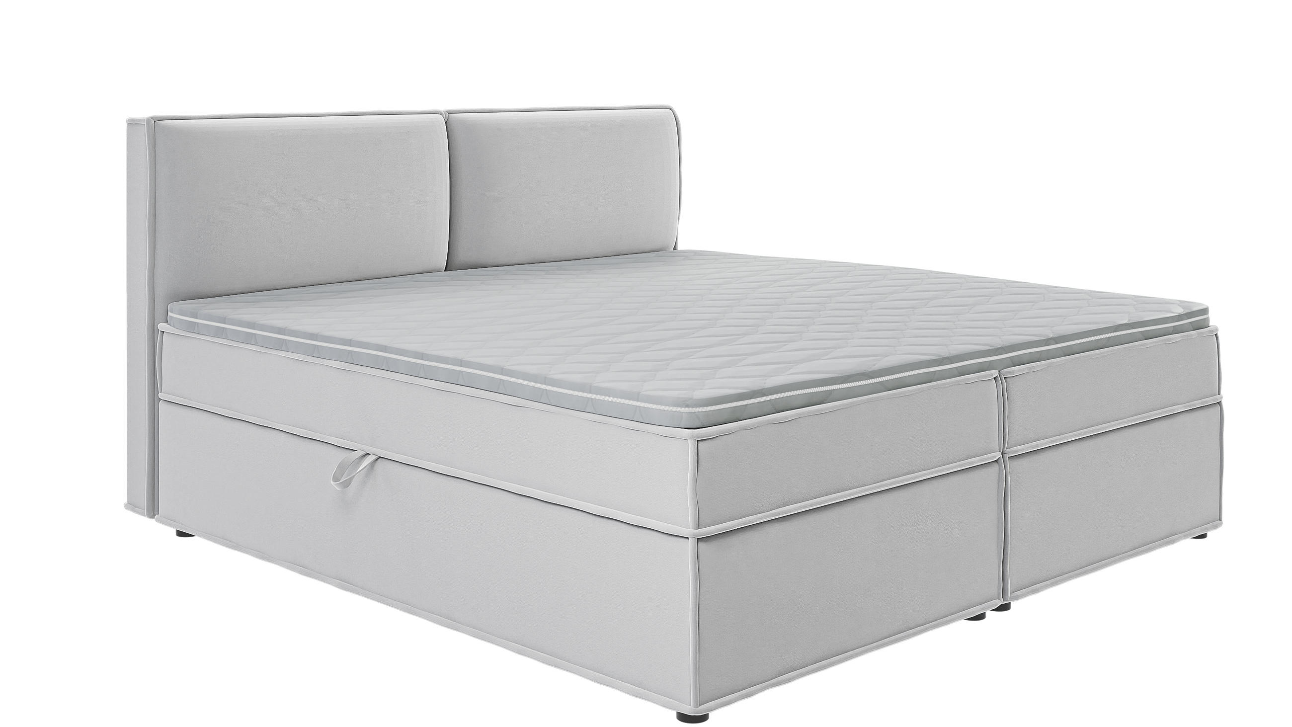 BOXBETT Eclipse 200/200 cm Silber Luxusmicrofaser - Silberfarben/Schwarz, Holz/Kunststoff (200/200cm) - S-Style Möbel
