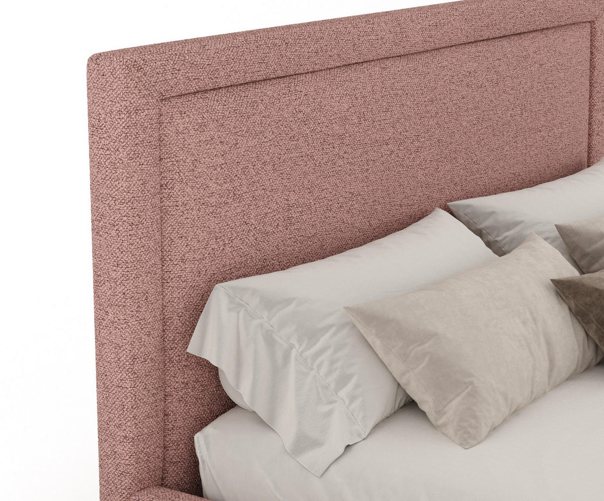 POLSTERBETT Ordina Rosa 160/200 cm im Webstoff - Pink/Naturfarben, Holz/Holzwerkstoff (160/200cm) - Maison de Reve