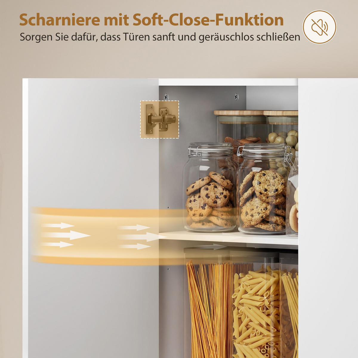 KÜCHENSCHRANK aus MDF 68/34/180 cm Hochglanzweiß - Weiß Hochglanz/Weiß, Holzwerkstoff (34/180/68cm) - HOMCOM