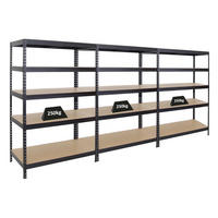 SCHWERLASTREGAL Rivet 3er-Set mit 3x 180x120x60 cm Fachlast 250 kg Schwarz - Schwarz, Metall (360/180/60cm) - PROREGAL