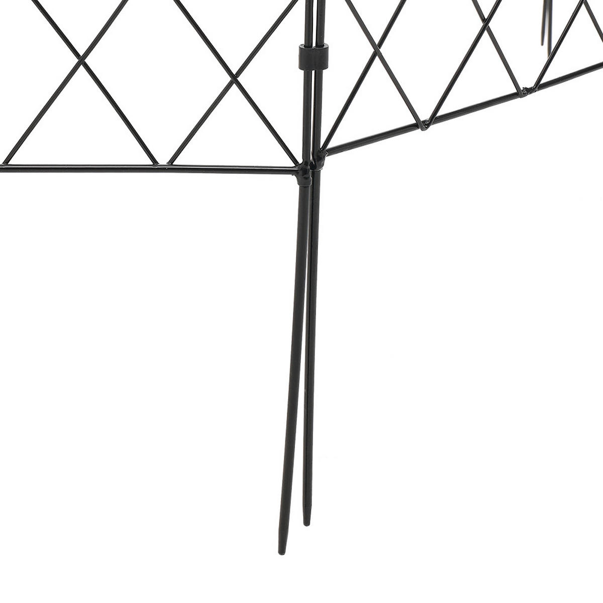 GARTENZAUN 10er set aus pulverbeschichtetem Eisen, Bogen Design, 33x61 cm, schwarz, mit Erdspießen - Schwarz/Weiß, Kunststoff/Textil (33/93/55cm) - Livingandhome