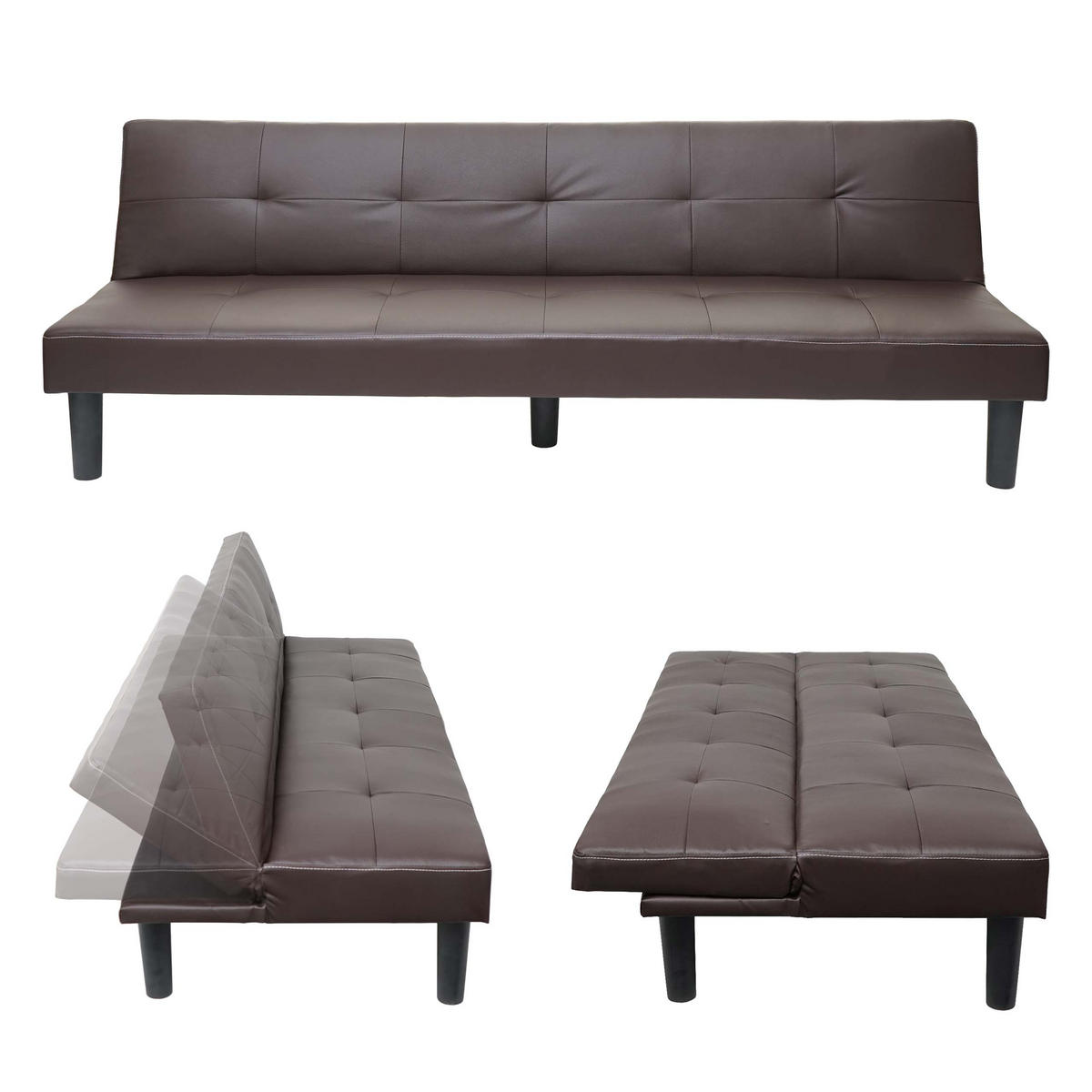 3ER-SOFA Braun - Braun, Textil (195/68/73cm) - MCW