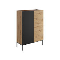 KOMMODE Como 100 2D - Schwarz/Eiche Artisan, Holzwerkstoff/Metall (100/140/42cm) - MIRJAN24
