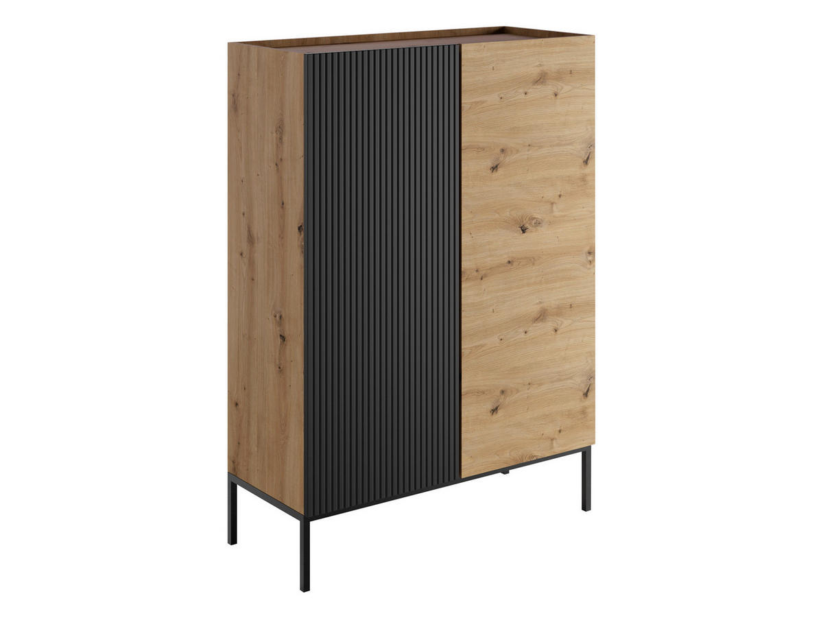KOMMODE Como 100 2D - Schwarz/Eiche Artisan, Holzwerkstoff/Metall (100/140/42cm) - MIRJAN24